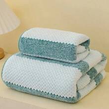 Bath Towel Washcloth Cotton Towel Solid Color Soft Absorbent Towels Multipurpose Use For Hotel Bathroom For Beauty Salon Home Bathroom - Blue - View 6