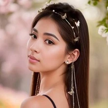 1pc Beautiful Elegant Butterfly Tassel Headband, Fashion Head Band For Women, Suitable For Wedding, Party, Celebration, Fairy Costume - Multicolor - View 7