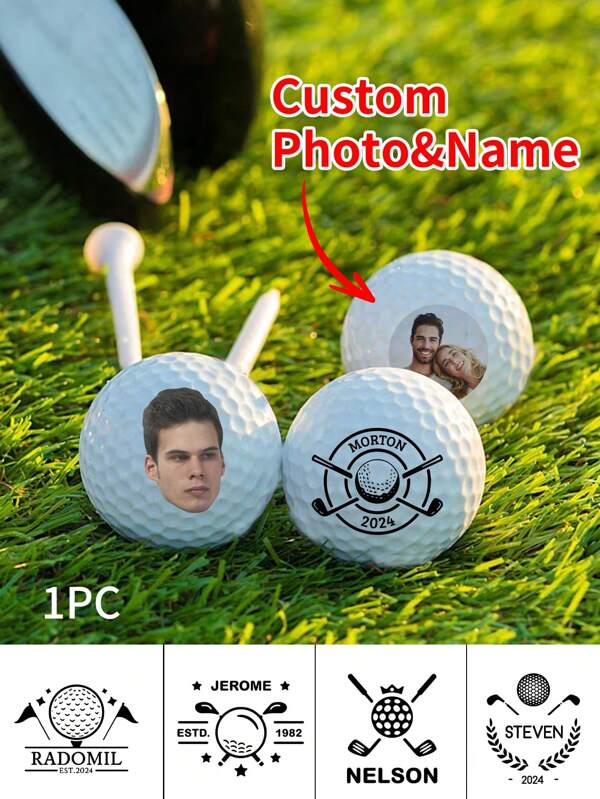 LICVIC 1pc Personalized Golf Balls, Custom Photo Name Golf Balls For Men, Customized Couple Photo Golf Balls, Personalized Face Golf Balls, Customizable Valentine's Day Gift, 4.26cm/1.67in - 3 Styles - 20 Formats, Funny Golf Balls For Men, Great Gift For Men And Women Customized, Suitable For Him/Her, Dad, Mom, Friend, Grandpa, Unique Gifts For Father's Day, Autumn Home Refresh, Xmas Decoration