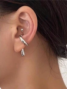 1 pieza Clip de oreja de metal de diseño creativo de material metálico de moda para uso diario de joyería de mujer