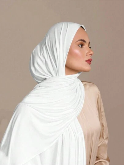 1 pieza Hiyab de mujer de jersey, hiyab de modal, unicolor, suave y sedoso, cómodo y transpirable, pañuelo, turbante de jersey, chal de 180cm*70cm, adecuado para uso diario, al aire libre, oración y culto