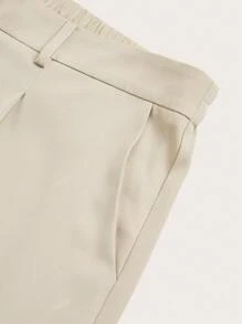 Pantalones casuales de talla grande de cintura alta, unicolor, con bolsillo con cremallera, pierna recta holgada, efecto adelgazador