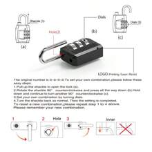 UP Security Small Combination Locker Lock, Padlock Combination With 3 Digit Codes, Resettable Luggage Locks, Combo Gym Locker Suitcase Gate Pad Lock Toiletry Bag Travel Wash Bag Toiletry Travel Bag Makeup Storage Beach Beach Bag Vacation Holiday Essentials School Supplies Travel Essentials Ladies For College Dorm Bathroom - View 4