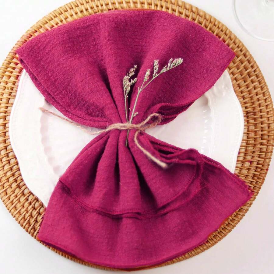 12 tấm lót bàn bằng polyester màu trơn viền mềm 32*32cm/12.6*12.6in, trang trí cho bàn ăn, tiệc sinh nhật, đám cưới, năm mới, giáng sinh, lễ tạ ơn, khăn trải bàn khách sạn cao cấp, khăn ăn nhà bếp, khăn lau trà - Màu Hồng Tươi - Xem 1
