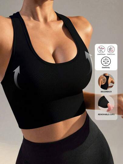 Yefecy Sports Bras For Women High Support, Seamless Padded Racerback Sports Bras For Yoga Gym Running And Workout