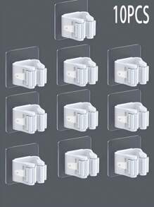 1 szt./5 szt./10 szt. Nowoczesny uchwyt ścienny na mop i miotłę, wytrzymałe plastikowe haki do przechowywania bez wiercenia, łatwy montaż, odpowiedni do łazienki i kuchni, nowoczesny styl, organizer na drzwi, wieszak na ubrania, wieszak ścienny, samoprzylepny haczyk ścienny, organizer ścienny, zestaw wieszaków, ramka na zdjęcia