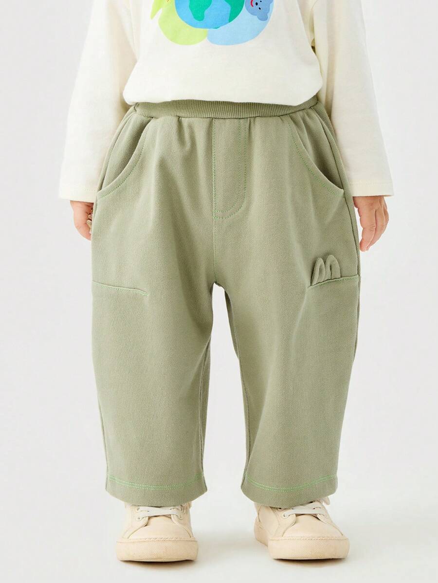 mini bala Boys' Tapered Pants, Faux Denim, Spring Casual Baby Trousers