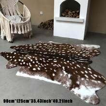 1pc Modern Home Decor Cartoon Deer Shaped Rug/Mat, Bedroom/Bathroom Carpet, Nordic Style Bedside Rug, Non-Slip Washable Living Room Carpet, Soft Plush Bedroom Shaped Mat, Unique Animal Pattern Rug/Mat, Decorative Pad, Great Gift Idea - Multicolor - View 3