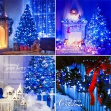 1 pieza Luces de hadas de secuencia de LED con batería, decoración navideña interior/exterior, decoración para bodas y fiestas - Material plástico, eficiente energéticamente, fácil de colgar, baterías no incluidas