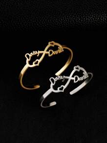 Personalized Couple Name Adjustable Stainless Steel Bracelets, 2pcs Custom Engraved Bracelets, Ideal Gifts For Valentine's Day, Anniversary, Wedding, Everyday Wear, Fashionable, Vintage, Minimalist, Unisex, Customized, Unique