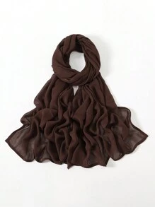2pcs/1pc Wide-Brim Chiffon Scarf For Women, Fashionable Breathable Long Scarf, Muslim Hijab Headscarf, Suitable For Daily Comfortable And Versatile Wear