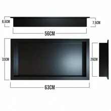 Bathroom And Kitchen Niche Wall Shampoo Recessed Black 33x65cm - 黑色 - 查看 3