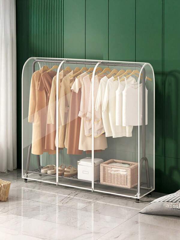1 Stück Kleiderstangen-Schutzhülle aus durchsichtigem Kunststoff - freistehender Kleiderschrank mit doppelter Stange und durchgehendem Reißverschluss zum Schutz vor Staub für Handtaschen und Kleidung im Schlafzimmer, Organizer, Haushaltsaufbewahrung, für weiße T-Shirts für Damen, schwarze Hosen für Damen, Winterkleidung für Damen, Kleider, Winterkleidung für Damen, elegante Damenkleider, weiße Blusen für Damen, langärmelig, weiße Jumpsuits für Damen, Frühlingskleider für Damen, Frühlingsoutfits für Damen, Frühling, Frühlingskleidung, minimalistisch, Sommertop-Aufbewahrung