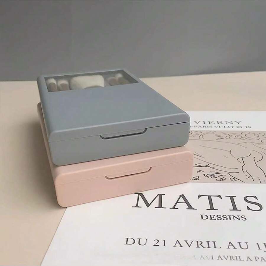 Morandy Farbige Mini Pinselset, tragbares Make-up Pinselset mit Spiegel, beinhaltet 5 Pinsel (Lidschatten, Puder, Nasen Konturierung) für einen transparenten Make-up Look, erhältlich in blau und rosa Farben