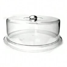 Plain Pastry Bread Basket Transparent Glass Type With White Button 30cm - White - View 1