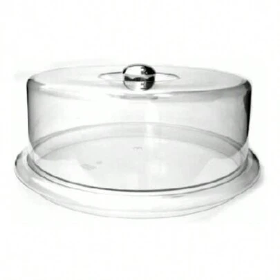 Panera Pastelera Lisa Tipo Cristal Transparente Con Botón Blanco 30cm