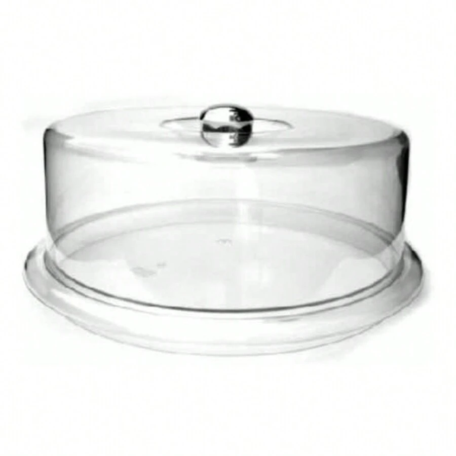 Plain Pastry Bread Basket Transparent Glass Type With White Button 30cm - White - View 1