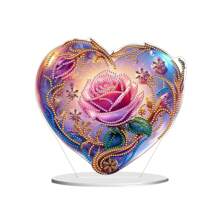 Kit décoratif de peinture de diamants 5D Rose Flower, fournitures d'art de mosaïque de broderie de diamants de forme spéciale DIY, décoration murale, stimulant la créativité, convenant à la maison, la fenêtre, le jardin, la porte - Cadeau de vacances