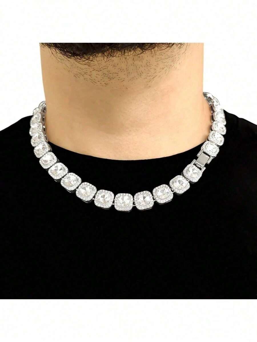 Men's Women's Unisex Ice Cubic Diamond Studded Chain 11mm Original - Nhiều màu - Xem 1