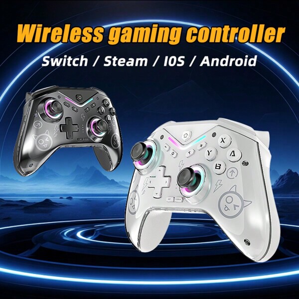 Controlador inalámbrico compatible con Switch/Android/iOS con sensor de seis ejes, función de vibración doble, función de despertar y joystick con sensor Hall de la marca TOPWOLF