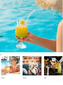 1 件 5 瓣玻璃吸管，透明冰沙、珍珠奶茶、果汁、牛奶、鸡尾酒、冷饮派对彩色 5 瓣弯曲玻璃可重复使用吸管 - 五瓣小花吸管 - 查看 8