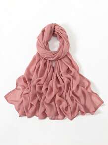 2pcs/1pc Wide-Brim Chiffon Scarf For Women, Fashionable Breathable Long Scarf, Muslim Hijab Headscarf, Suitable For Daily Comfortable And Versatile Wear