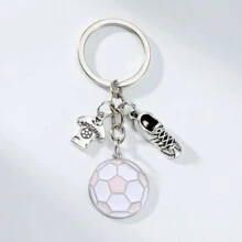 1 buc pandantiv breloc metalic cu fotbal, potrivit pentru geantă de zi cu zi, sport, ținută de călătorie asortată, accesorii pentru rucsac, cadou pentru iubitorii de sporturi de fotbal, accesorii auto, pandantiv pentru geantă