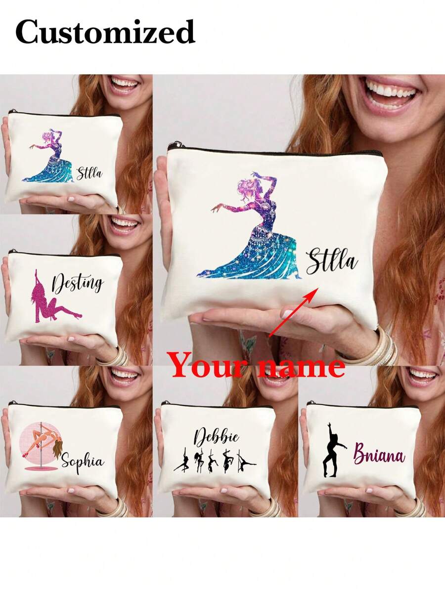 Túi đựng mỹ phẩm in hình thể dục nhịp điệu tùy chỉnh - Túi đựng đồ trang điểm khiêu vũ, có thể tùy chỉnh theo thiết kế độc quyền của bạn, Túi đựng đồ, Túi đựng đồ vệ sinh cá nhân có thể tái sử dụng cho phụ nữ, Túi đựng đồ dự tiệc cầm tay, Hộp đựng bút chì cho trường học, Túi đựng mỹ phẩm quà tặng thể dục dụng cụ cho trường học Đồ dùng học tập trở lại trường Túi đựng mỹ phẩm Túi đựng đồ dùng học tập Đồ dùng phòng - Màu be - Xem 1