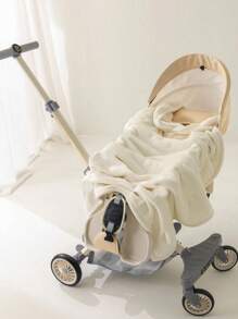 1 Stück bestickter Baby-Decke, Fleece-Einschlagdecke für Säuglinge, wärmende Decke mit Mehrfach-Bären-Muster für Neugeborene zum ganzjährigen Gebrauch, tragbar für den Außenbereich