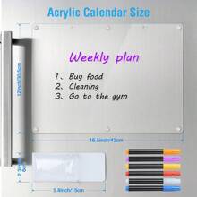 Acrylic Magnetic Dry Erase Board Calendar For Fridge, 16.5"X12" Inch Clear Dry Erase Calendar For Refrigerator, Magnetic Planning Calendar Includes 6 Colors Dry Erase Markers And Magnetic Pen Holder - Memo Board - View 2