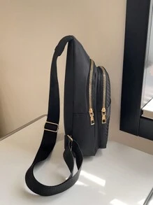 休闲百搭胸包，简约健身便捷户外旅行单肩斜挎包 - 黑色 - 查看 3