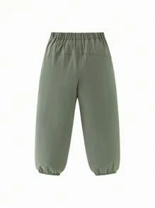 mini bala Quần thun co giãn ngoài trời cho trẻ em, quần ống đứng - Màu xanh Ô liu - Xem 5