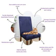 Kit 4 Capas de Cadeira de Jantar em Suede Resistente à Gatos