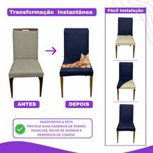 Kit 4 Capas de Cadeira de Jantar em Suede Resistente à Gatos