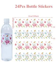 10/24pcs Easter Rabbit Egg Pattern Bottle Stickers, Happy Easter Party Decoration Supplies, Cute Easter Bunny Gift Packaging Stickers, Spring Easter Holiday Water Bottle Wrapping Supplies