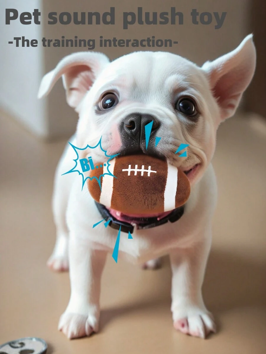 1 件宠物毛绒玩偶，吱吱作响的球形宠物训练互动玩偶，橄榄形宠物玩偶，仅供宠物使用