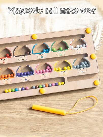 Wooden Magnetic Mushroom Maze, Wooden Color Classification Maze, Montessori Color And Number Classification Board, Montessori Fine Motor Skills Toys, Magnetic Toys, Magnetic Games, Suitable For Children Aged 3+