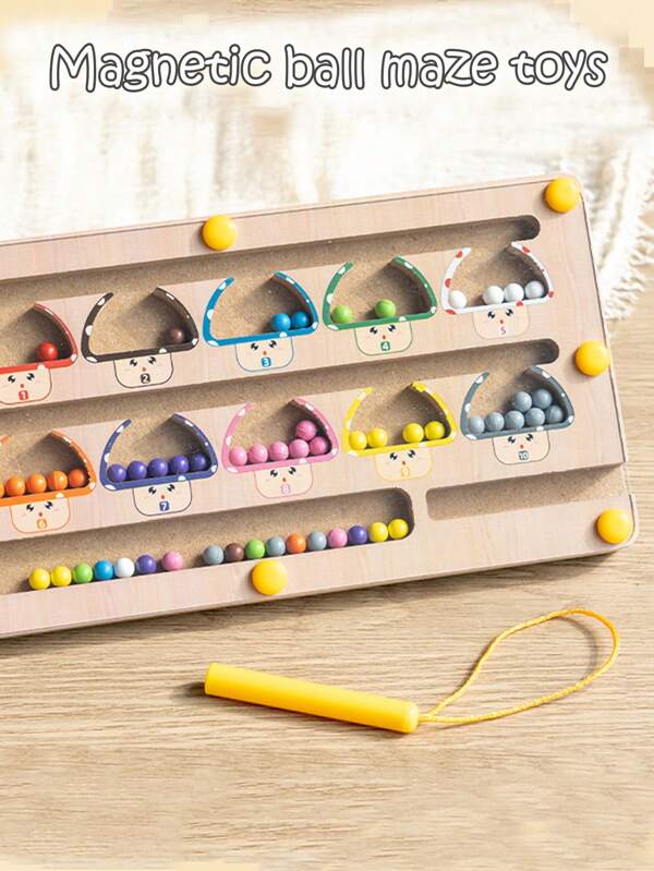 Labirinto de cogumelo magnético de madeira, labirinto de classificação de cores de madeira, quadro de classificação de cores e números Montessori, brinquedos de coordenação motora fina Montessori, brinquedos magnéticos, jogos magnéticos, adequados para crianças de 3 anos ou mais