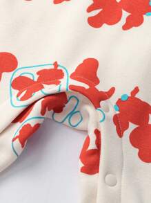 mini bala Baby Girl' Thermal Lined Romper, New Year Warm Outfit For Toddlers - Red and White - View 7