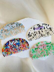 1pc Personalized Name Engraved Anti-Static Comb, Leopard, Cow, Marble Print Hair Brush Gifts For Christmas, Bridesmaid, Birthday, Anniversary, Party, Perfect Gift For Her, Mom,Multi-Functional,Space-Saving,Ornamental,Letter,Exquisite,Stylish,Vintage,Unique,Customized,Personalized,Custom,Ideal Gifts For Her,Girlfriend,Her,Grandparents,For Anniversaries,For Weddings
