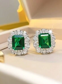 1 par de pendientes de tuerca clásicos con circonita cúbica para mujeres, para boda, compromiso, aniversario, fiesta, joyería, regalo del Día de San Valentín, mamá, madre, Día de la Madre