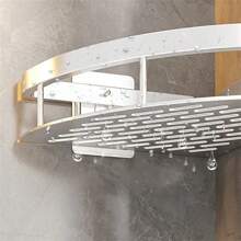 1 pieza Estantería triangular multifuncional para baño y cocina, estantería de almacenamiento de esquina montada en la pared para el baño, organizador de suministros de baño, estantería de almacenamiento de cosméticos, estantería de almacenamiento de esquina para la cocina sin necesidad de taladrar, de vuelta al colegio
