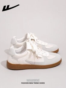 1 双女式 WARRIOR 系带厚底时尚运动鞋、户外平底鞋、透气休闲轻便跑步鞋、舒适街头风格厚底滑板鞋