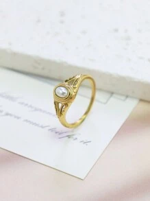 1pc Freshwater Pearl Flower Pattern Women Delicate Pearl Ring - Multicolor - View 11