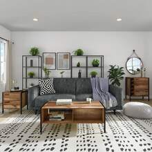 Loft & Luv Montana Indoor Wood & Metal Coffee Table, Rustic Raw Wood Look - 1 - View 7