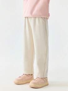 mini bala Pantalones tipo "plátano" de moda para niños, joggers de primavera con piernas curvas - caqui claro - Ver 4