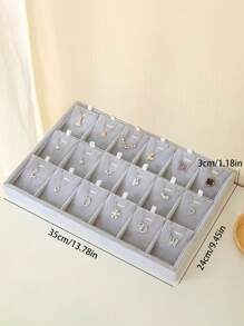 1个/2个 15/18格冰花绒面首饰托盘，适用于吊坠、切片饰品展示架，返校季、房间装饰 - 灰色 - 查看 2