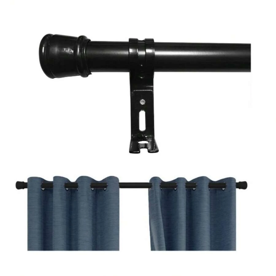Cortinero Metal Barras Tubos Para Cortina Ajustable - Negro - Ver 1