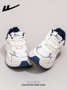 WARRIOR 男士 1 双休闲运动鞋，系带设计厚底低帮户外平底鞋，春夏休闲鞋，现代设计厚底厚底运动鞋，带有复古细节，舒适时尚，经典男鞋 - 藍色 - 查看 5