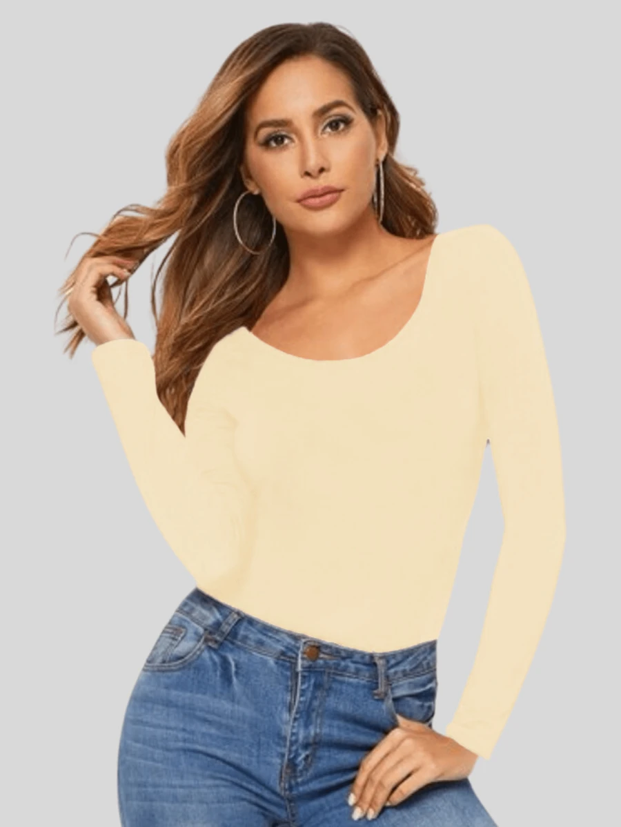 Women's Blouses Long Sleeve Thermal Underwear Winter Lady - 奶油色 - 查看 1